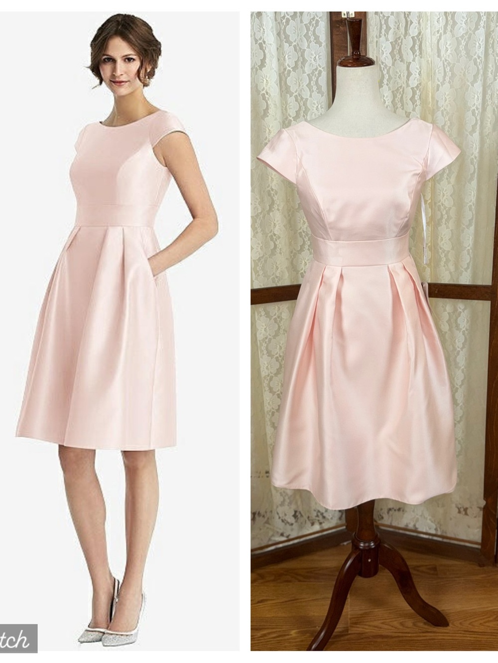 Elegant New Alfred Sung Cap-Sleeve Satin Twill Dress
